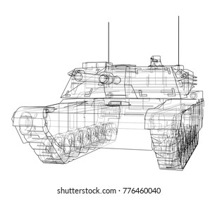 Blueprint of realistic tank. Vector EPS10 format, rendering of 3d