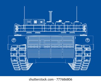 Blueprint of realistic tank. Vector EPS10 format, rendering of 3d