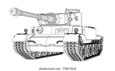 Entwurf eines realistischen Panzers. Vektor-EPS10-Format, 3D-Darstellung
