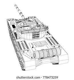 Blueprint of realistic tank. Vector EPS10 format, rendering of 3d