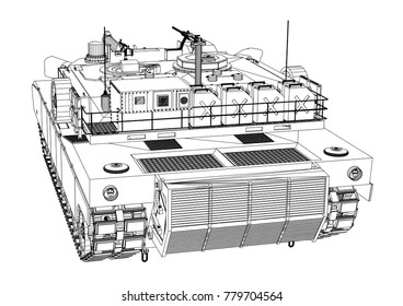 Blueprint of realistic tank. Vector EPS10 format, rendering of 3d