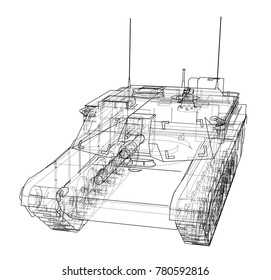 Blueprint of realistic tank. Vector EPS10 format, rendering of 3d