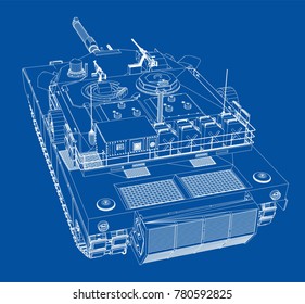 Blueprint of realistic tank. Vector EPS10 format, rendering of 3d