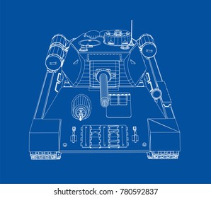 Blueprint of realistic tank. Vector EPS10 format, rendering of 3d