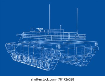 Blueprint of realistic tank. Vector EPS10 format