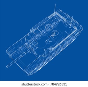 Blueprint of realistic tank. Vector EPS10 format