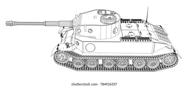 Blueprint of realistic tank. Vector EPS10 format