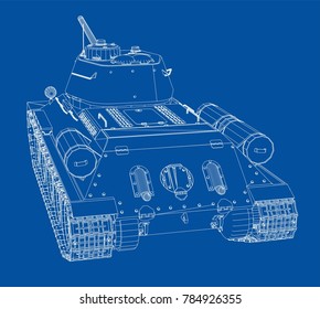 Blueprint of realistic tank. Vector EPS10 format