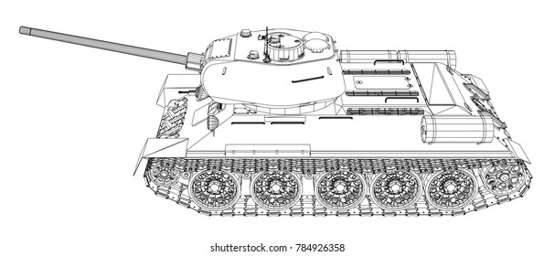 Blueprint of realistic tank. Vector EPS10 format