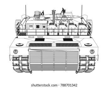 Blueprint of realistic tank. Vector EPS10 format, rendering of 3d