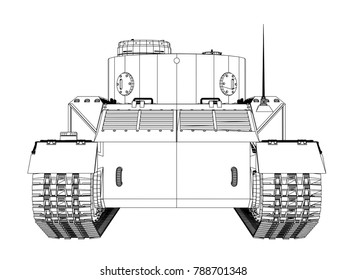Blueprint of realistic tank. Vector EPS10 format, rendering of 3d