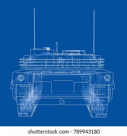 Blueprint of realistic tank. Vector EPS10 format, rendering of 3d