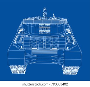 Blueprint of realistic tank. Vector EPS10 format, rendering of 3d