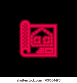 Blueprint red glowing neon ui ux icon. Glowing sign logo vector