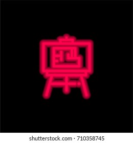 Blueprint red glowing neon ui ux icon. Glowing sign logo vector
