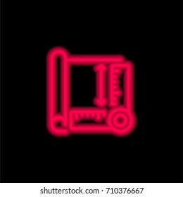 Blueprint red glowing neon ui ux icon. Glowing sign logo vector