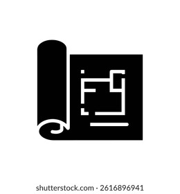 Blueprint Roll Icon Black Filled Minimal Clean