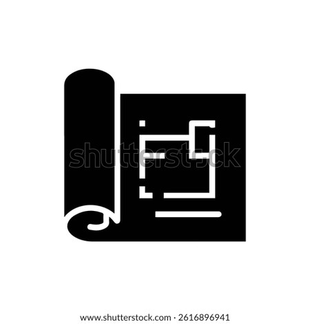 Blueprint Roll Icon Black Filled Minimal Clean