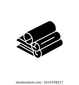 Blueprint Rolls Stack Icon in Black Filled Minimal Outline Style