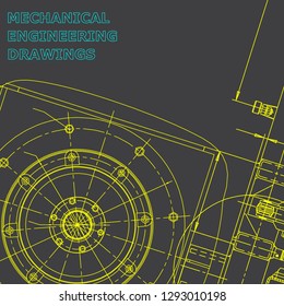   Blueprint, scheme, plan, sketch. Gray background. Mechanical. Industry. Corporate Identity
