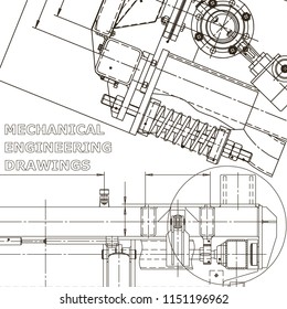 Blueprint, scheme, plan, sketch. Technical illustrations, backgrounds. Machine industry. Corporate Identity