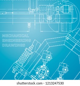 Blueprint, scheme, plan, sketch. Technical illustrations, background. Corporate Identity. Blue and white