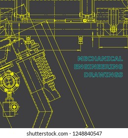 Blueprint, scheme, plan, sketch. Technical illustrations, backgrounds. Machine-building industry. Instrument-making drawing. Gray