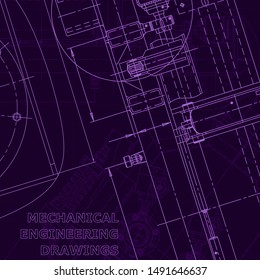 Blueprint, scheme, plan, sketch. Technical illustrations, background. Machine industry