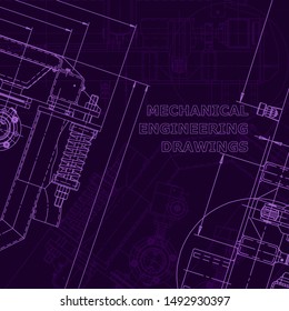 Blueprint, scheme, plan, sketch. Technical illustrations, background. Machine industry