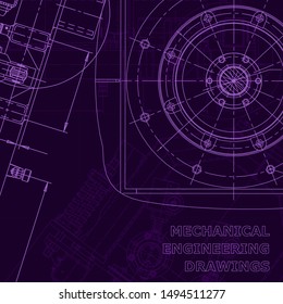Blueprint, scheme, plan, sketch. Technical illustrations, background. Machine industry