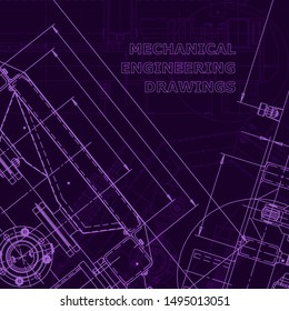 Blueprint, scheme, plan, sketch. Technical illustrations, background. Machine industry