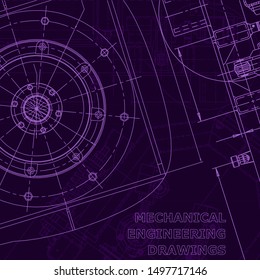 Blueprint, scheme, plan, sketch. Technical illustrations, background. Machine industry