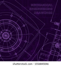 Blueprint, scheme, plan, sketch. Technical illustrations, background. Machine industry