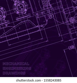Blueprint, scheme, plan, sketch. Technical illustrations, background. Machine industry