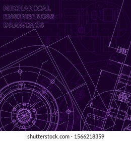 Blueprint, scheme, plan, sketch. Technical illustrations, background. Machine industry