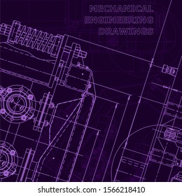 Blueprint, scheme, plan, sketch. Technical illustrations, background. Machine industry