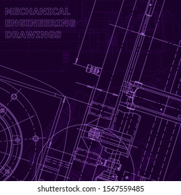 Blueprint, scheme, plan, sketch. Technical illustrations, background. Machine industry