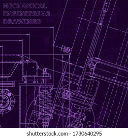 Blueprint, scheme, plan, sketch. Technical illustrations, background. Machine industry