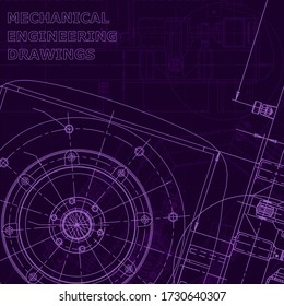 Blueprint, scheme, plan, sketch. Technical illustrations, background. Machine industry