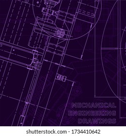 Blueprint, scheme, plan, sketch. Technical illustrations, background. Machine industry