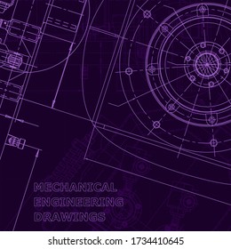 Blueprint, scheme, plan, sketch. Technical illustrations, background. Machine industry