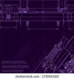 Blueprint, scheme, plan, sketch. Technical illustrations, background. Machine industry