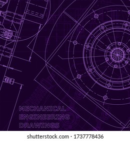 Blueprint, scheme, plan, sketch. Technical illustrations, background. Machine industry