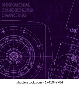 Blueprint, scheme, plan, sketch. Technical illustrations, background. Machine industry