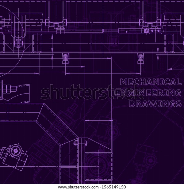 Blueprint, scheme, plan, sketch. Technical
illustrations, background. Machine
industry