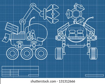blueprint with the scheme of planet rover