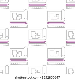 Blueprint seamless pattern design, Repeat textile design. Fabric print.