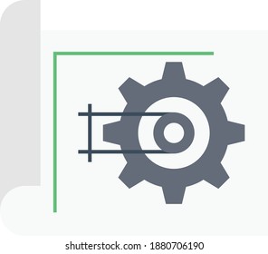 blueprint setting vector flat colour icon