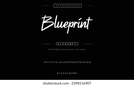 Blueprint signature Font Calligraphy Logotype Script Brush Font Type Font lettering handwritten