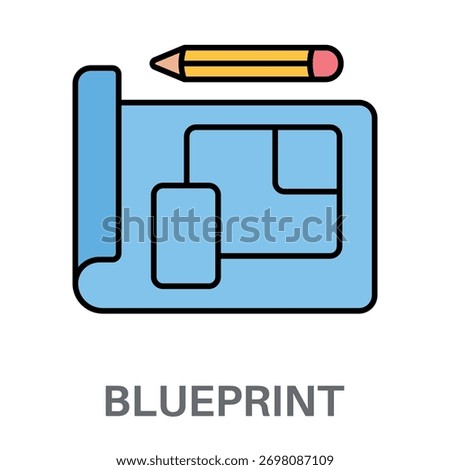 Blueprint Simple Style Flat Design Vector
